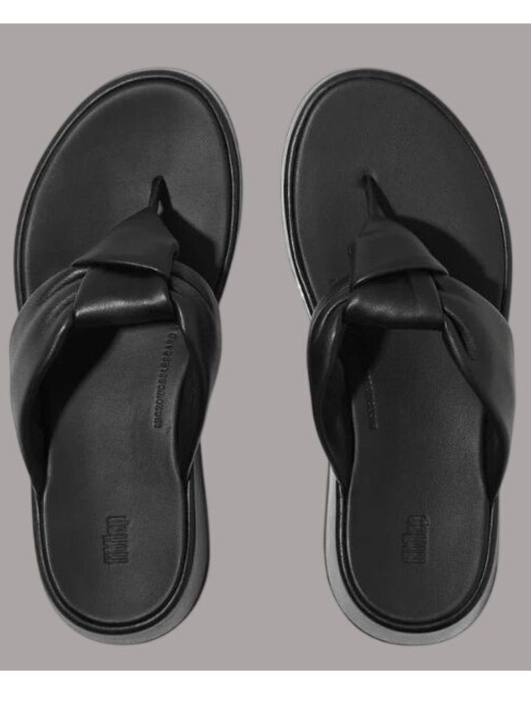 Fitflop Womens Lulu Toe Post Sandals Size 10 Black Leather Comfort